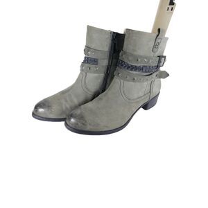 Gerry Weber Women's EU41 US10-10,5 Gray Leather Studded Strappy Ankle Boots